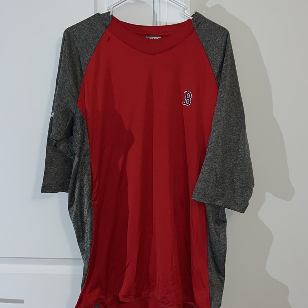 Boston Red Sox MLB Thermabase Stretch Sweatshirt 3/4 Sleeve Warm Up Shirt L Mens